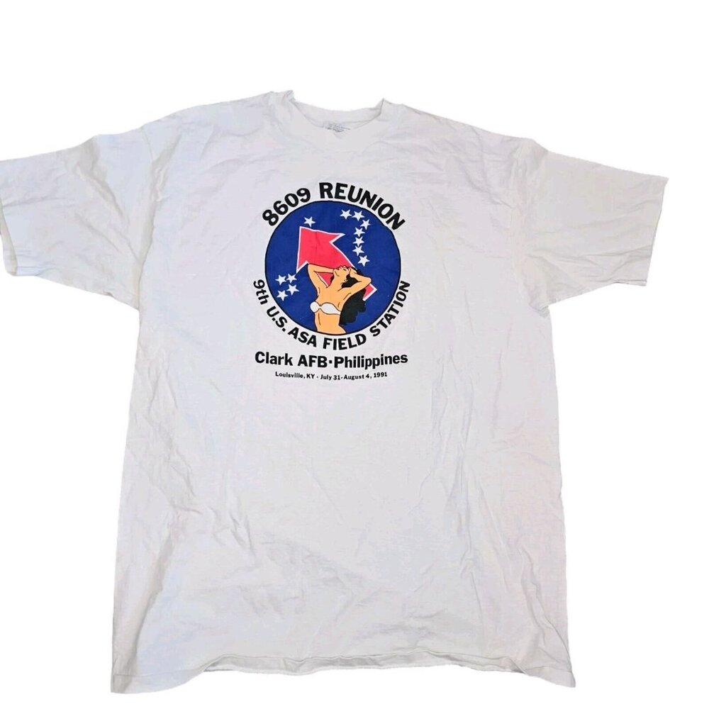 Vintage 90s US ASA Field Station Philippines Reunion 1991 Graphic Tshirt‎ XL